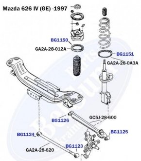Сайлентблок важеля (заднього/ззовні) Mazda 626 92-97 (31.5x14x41/31) BELGUM PARTS BG1123 (фото 1)