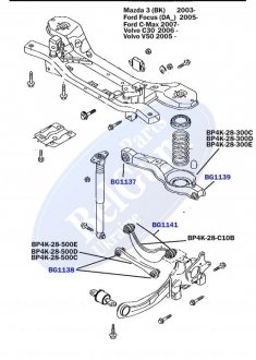 Сайлентблок рычага (заднего/снизу) Ford Focus/Mazda 3/Volvo (V50/C70) 98- (поперечного) (12.2x32.2) BELGUM PARTS BG1138