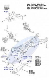 Сайлентблок важеля (заднього/всередині) Opel Vectra C 02- (до рестайлінг) BELGUM PARTS BG1506 (фото 1)