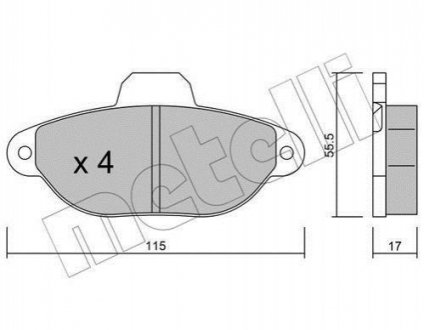 Колодки тормозные (передние) Fiat 500 07-/Panda 03-/Punto 93-10 Metelli 22-0159-1