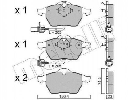 Колодки тормозные (передние) Audi A4/A6 95-11/Skoda SuperB 01-08/VW Passat B5 00-05 Metelli 22-0181-3 (фото 1)