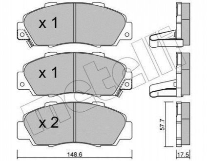 Колодки тормозные (передние) Honda Accord V/VI 93-03/Civic 97-01 Metelli 22-0298-0