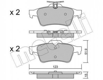 Колодки гальмівні (задні) Ford Connect 13-/Kuga/C-Max/Focus/Volvo V40 12- Metelli 22-0337-3