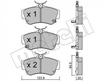 Колодки гальмівні (передні) Chrysler PT Cruiser 1.6-2.4 00-10 Metelli 22-0521-0