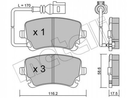 Колодки тормозные (задние) VW T5/T6 2.0 TDI 03- Metelli 22-0554-0