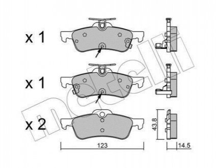 Колодки тормозные (задние) Honda Civic IX 1.4-2.2D 12- Metelli 22-0556-2 (фото 1)