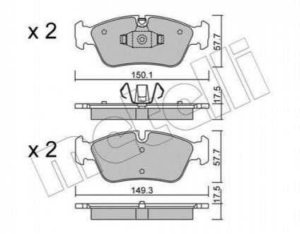 Колодки тормозные (передние) BMW 1 (E87)/ 3 (E90) 04-11 Metelli 22-0640-0