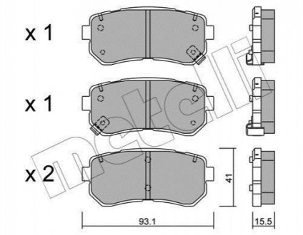Колодки тормозные (задние) Hyundai Kona/Kia Picanto 11- Metelli 22-0725-0 (фото 1)