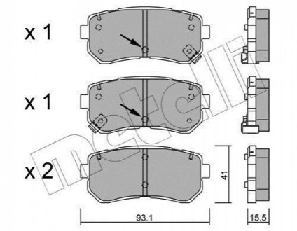 Колодки гальмівні (задні) Hyundai Kona/Kia Picanto 11- Metelli 22-0725-1 (фото 1)