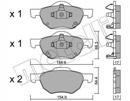 Колодки тормозные (передние) Honda Accord VII 03-08 Metelli 22-0730-0