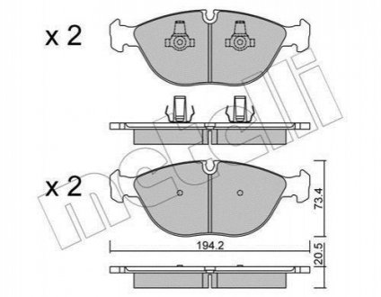 Колодки тормозные (передние) Audi A8/BMW 7 (E38) -01/VW Golf IV/Passat 01-05 Metelli 22-0828-0 (фото 1)