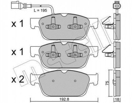 Колодки тормозные (передние) VW T5 03-15/T6 15- (Ate - Teves)/ Metelli 22-0831-0