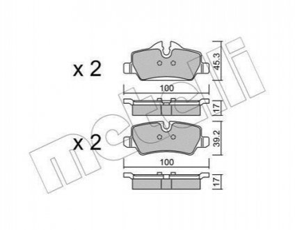 Колодки гальмівні (задні) Mini Mini Cooper/One 13- B36/B37/B46/B47/B48 Metelli 22-1014-0 (фото 1)