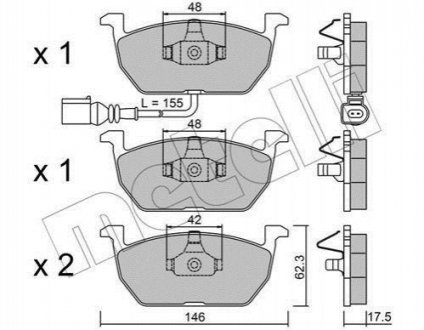 Колодки тормозные (передние) Seat Leon/Skoda Octavia IV/V/VW Golf VII 12- Metelli 22-1028-0