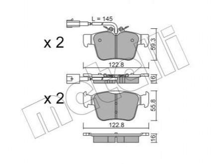 Колодки тормозные (задние) Alfa Romeo Giulia/Stelvio/Maserati Levante Suv 15- Metelli 22-1101-0