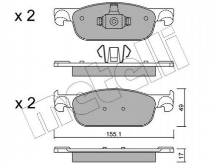 Колодки тормозные (передние) Renault Logan II/Clio IV/Sandero II 11-/Lada Xray 16- Metelli 22-1109-0