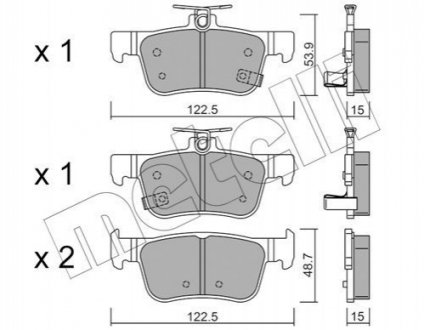 Колодки тормозные (задние) Honda Civic X 1.0-2.0 16- Metelli 22-1131-0 (фото 1)