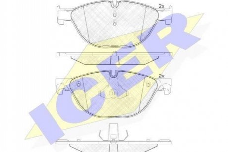 Колодки тормозные (передние) BMW 5 (F07/F10/F11) 09-17/6 (F06/F13) 11-18/7 (F01/F02/F03/F04) 08-15 ICER 181961 (фото 1)