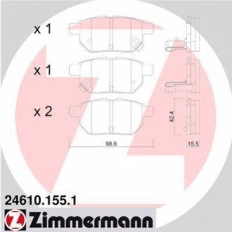 Колодки тормозные (задние) Toyota Corolla/Auris 06-14/IQ/Urban Cruiser 09-15/Prius 12-/Yaris 05- ZIMMERMANN 24610.155.1