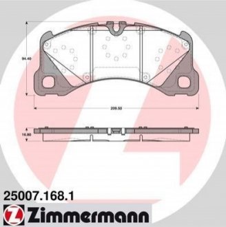 Колодки тормозные (передние) Porsche Cayenne/Panamera/Macan/VW Touareg 09- ZIMMERMANN 25007.168.1