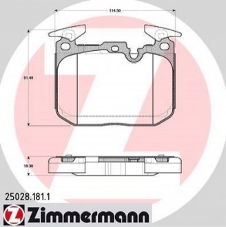 Колодки тормозные (передние) BMW 3 (F30/F31/F34)/ 4 (F32/F36) 11- ZIMMERMANN 25028.181.1 (фото 1)