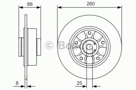 Диск тормозной (задний) Renault Megane III/Scenic III 08- (260x8) BOSCH 0 986 479 C87