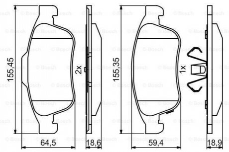 Колодки гальмівні (передні) Fiat 500X/Jeep Renegade 14- BOSCH 0 986 494 826