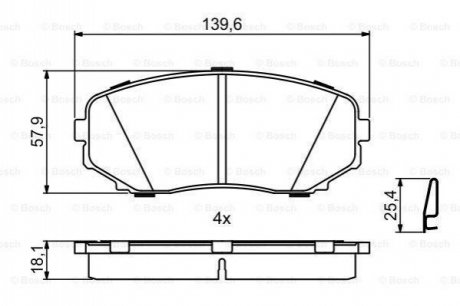 Колодки тормозные (передние) Mazda CX-7 06-14/CX-9/Ford USA Edge 06-/Mitsubishi L200/Pajero Sport 14 BOSCH 0 986 494 879 (фото 1)