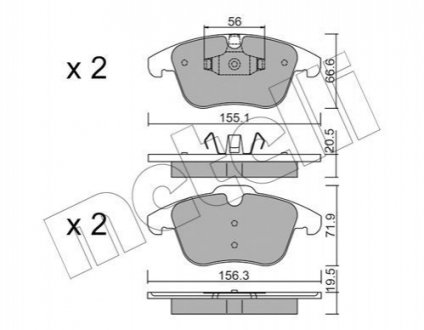 Колодки тормозные (передние) Ford Mondeo/Galaxy/S-Max/Volvo XC70/V70/S80 07-16/V60/S60/Land Rover 11 Metelli 22-0675-6 (фото 1)