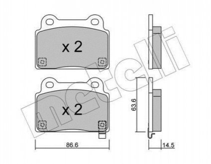 Колодки тормозные (задние) Mitsubishi Lancer VIII 08-15 Metelli 22-0826-0