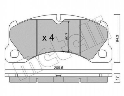 Колодки гальмівні (передні) Porsche Cayenne/Panamera/Macan/VW Touareg 09- Metelli 22-0957-3 (фото 1)