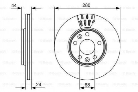 Диск тормозной (передний) Renault Megane/Laguna/Scenic 08- (280x24) BOSCH 0 986 479 C62