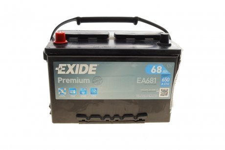 Акумуляторна батарея 68Ah/650A (277x175x190/+L/B1+B12) Premium EXIDE EA681 (фото 1)