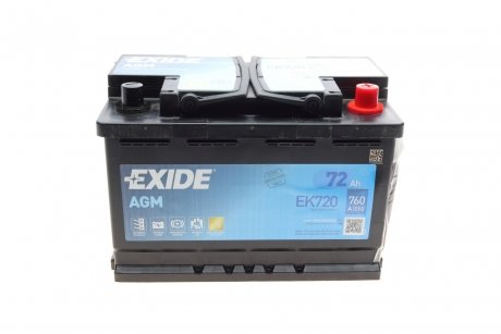 Стартерна батарея (акумулятор) EXIDE EK720 (фото 1)