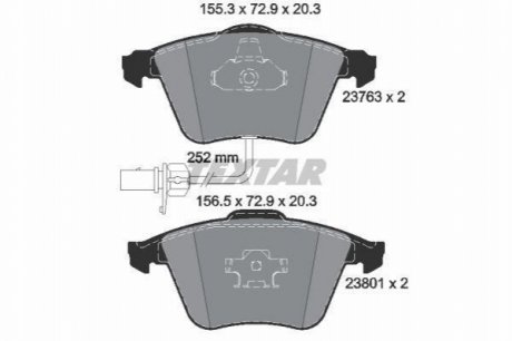 Колодки гальмівні (передні) Audi A4/A6/A8 02-11 (Ate-Teves) (з датчиками/ L=252mm) Q+ TEXTAR 2376302