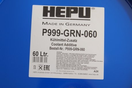 Антифриз (зелений) G11 (60L) (1:1= -38°) HEPU P999-GRN-060