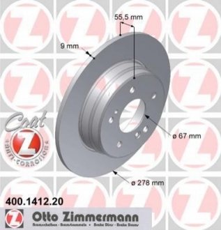 Диск тормозной (задний) MB C-class (W202/W203)/E-class (W124/W210) 93-07 (278x9) ZIMMERMANN 400.1412.20