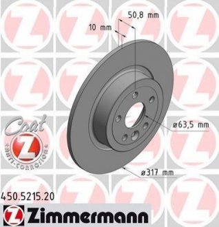 Диск тормозной (задний) Land Rover Range Rover 2.0/2.2D 4x4 11- (317x10) ZIMMERMANN 450.5215.20