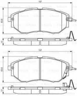 Колодки тормозные (передние) Subaru Forester 08-/Legacy IV/V 03-14/Outback 03-/Impreza 12- BOSCH 0 986 495 156