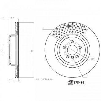 Диск тормозной (задний) 5 (G30/F90)/X5 (G05)/X6 (G06) 18- (370x24) FEBI BILSTEIN 175486