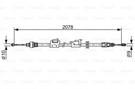 Трос ручника (L) Ford Mondeo/Galaxy 06-15 (L=2080) BOSCH 1 987 482 706 (фото 1)