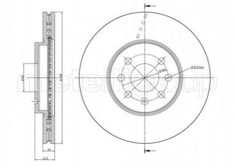 Диск тормозной (передний) Opel Astra H 04-14 (280x25) Metelli 23-0825C (фото 1)