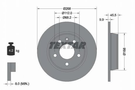 Диск тормозной (задний) VW Sharan/Seat Alhambra 96-10 (268x10) TEXTAR 92074303