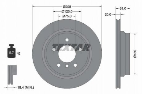 Диск тормозной (задний) BMW 5 (E39) 95-04 (298x20) TEXTAR 92075103