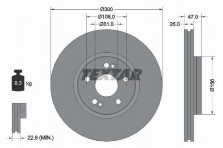 Диск тормозной (передний) Renault Laguna II 01- (300x26) TEXTAR 92119003 (фото 1)