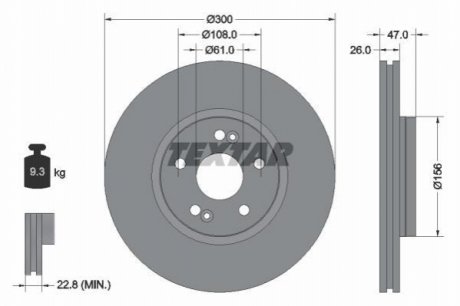 Диск тормозной (передний) Renault Laguna II 01- (300x26) TEXTAR 92119003