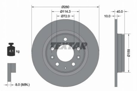 Диск тормозной (задний) Mazda 6 02-13/626 98-02/MX-5 05-14 (280x10) TEXTAR 92125603 (фото 1)