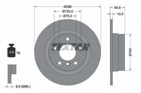 Диск тормозной (задний) BMW 1 (E81/E87)/3 (E90/E92) 05-13 (296x10) TEXTAR 92133103 (фото 1)