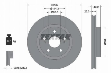 Диск тормозной (передний) Suzuki Grand Vitara II 05- (294.5x25) TEXTAR 92156503 (фото 1)