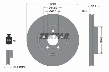 Диск тормозной (передний) Audi A4/A5/Q5 07-17 (320x30) TEXTAR 92160005 (фото 1)